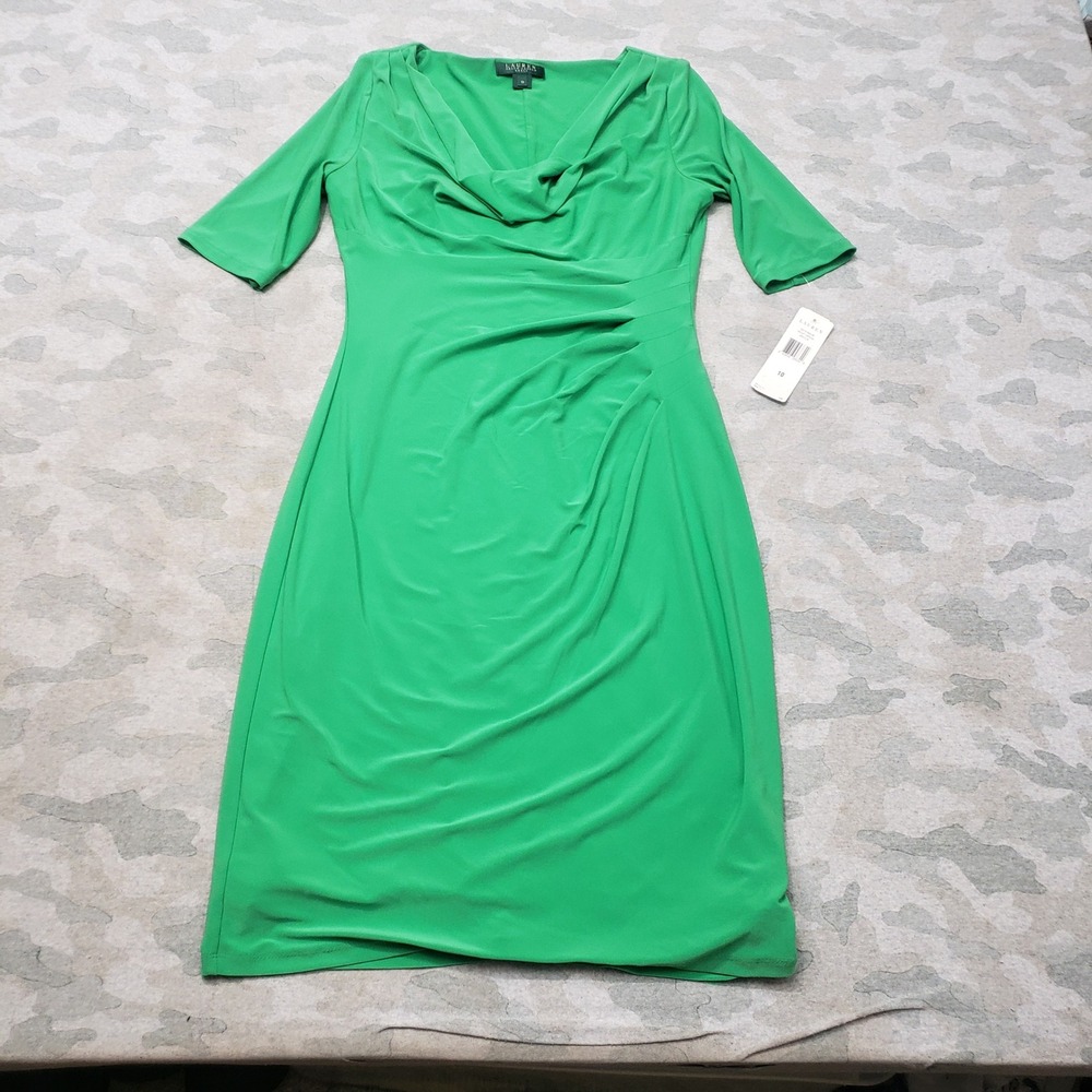 Lauren Ralph Lauren Dress Womens 10 Green Sheath NWT